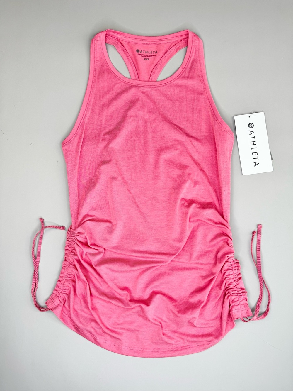 ATHLETA‎ Encore Tank Racerback XXS Pink Ruched Drawstring Active - Picture 4 of 13